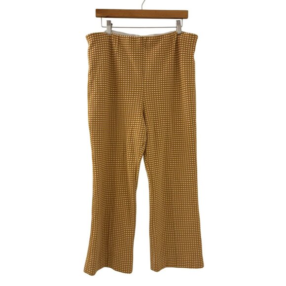 Anthropologie Maeve Mollie Kick Flare Yellow Gingham Pants Size Extra Large - Picture 2 of 5
